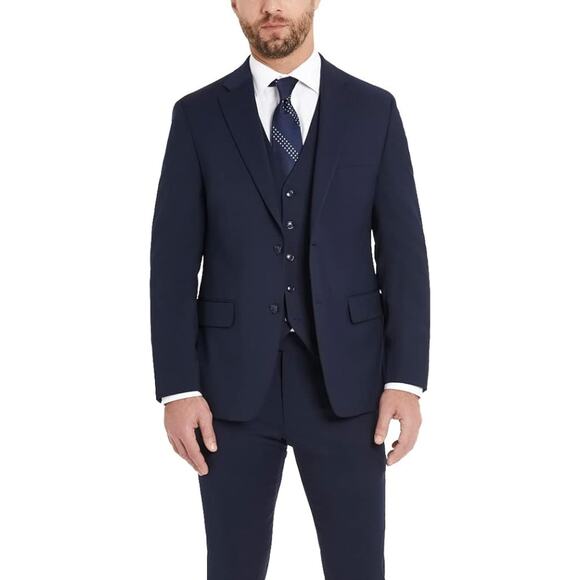 Tommy Hilfiger Men's Blue Modern-Fit Wool TH-Flex Stretch Suit Jacket Size 42R - Picture 1 of 6